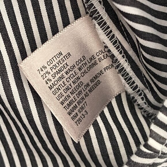 Worthington Womens Black & White Striped Button-Up Collared Shirt Size 14 Stretc - Picture 4 of 4